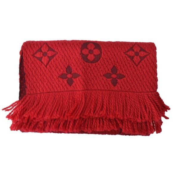 Louis Vuitton Red Logomania Reversible Wool Scarf - Picture 4 of 11